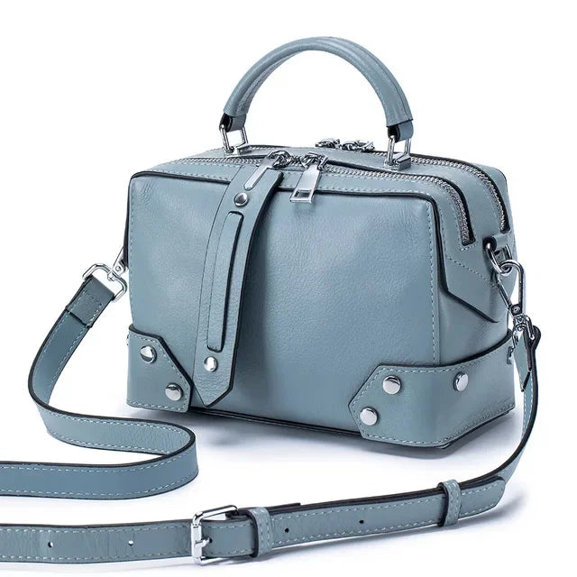 2024 New Leather Female Cowhide Hand Bill of Lading Shoulder Crossbody Fashion Everything Small Square Bag
