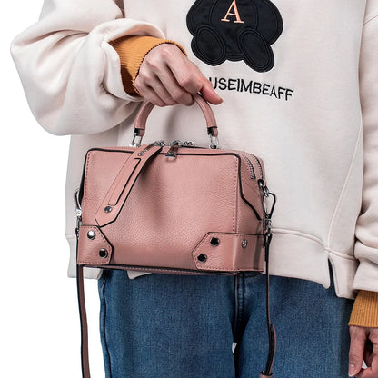2024 New Leather Female Cowhide Hand Bill of Lading Shoulder Crossbody Fashion Everything Small Square Bag