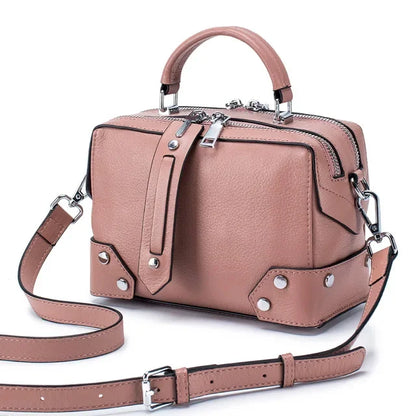 2024 New Leather Female Cowhide Hand Bill of Lading Shoulder Crossbody Fashion Everything Small Square Bag