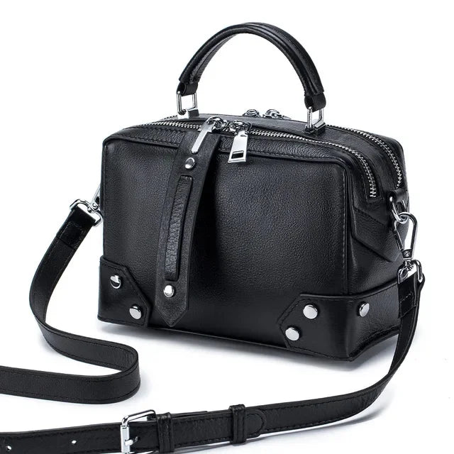 2024 New Leather Female Cowhide Hand Bill of Lading Shoulder Crossbody Fashion Everything Small Square Bag