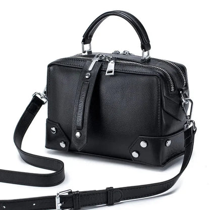 2024 New Leather Female Cowhide Hand Bill of Lading Shoulder Crossbody Fashion Everything Small Square Bag