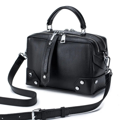 2024 New Leather Female Cowhide Hand Bill of Lading Shoulder Crossbody Fashion Everything Small Square Bag