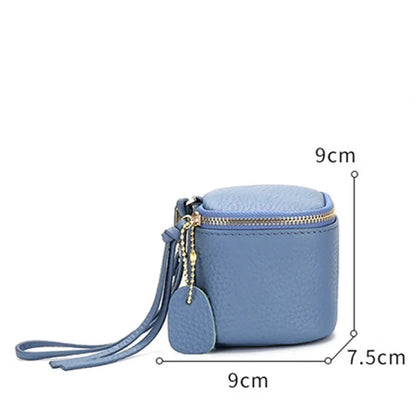 2024 New Leather Ladies Fashion Cosmetic Holding Bucket Mini Dice Bag Coin Purse Women
