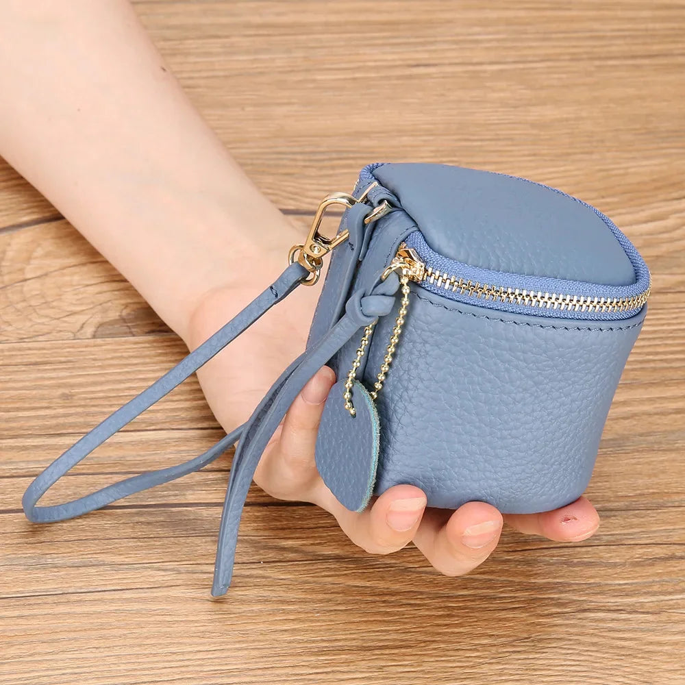 2024 New Leather Ladies Fashion Cosmetic Holding Bucket Mini Dice Bag Coin Purse Women