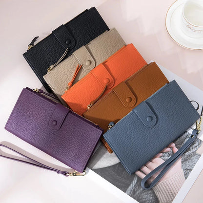 2024 New Leather Long Women's Handbag Cross-border Europe and The United States Fashion Large Capacity Wallet Wholesale