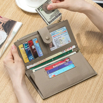 2024 New Leather Long Women's Handbag Cross-border Europe and The United States Fashion Large Capacity Wallet Wholesale