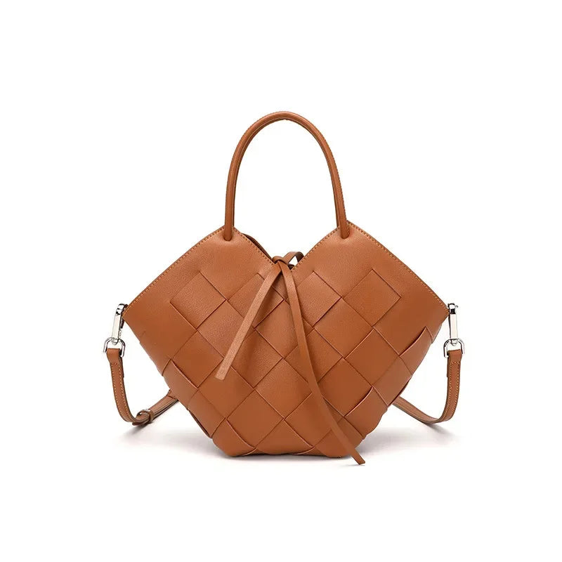 2024 New Leather Tote Women, Hand-Held Basket, Original Design Of Cowhide Woven One-Shoulder Crossbody Bag For Women