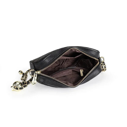 2024 New Leather Women's Messenger Fashion Summer Diamond Gold Ball Chain Shoulder Bag