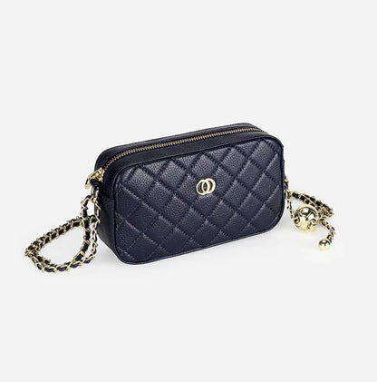 2024 New Leather Women's Messenger Fashion Summer Diamond Gold Ball Chain Shoulder Bag