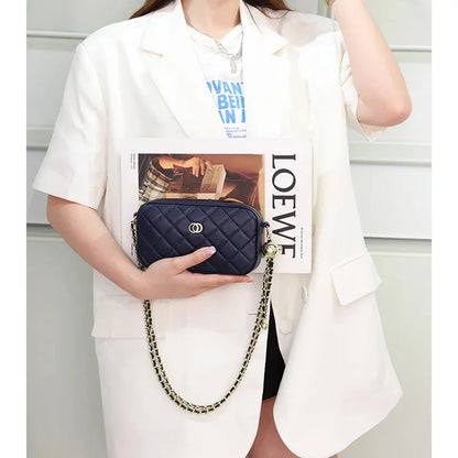2024 New Leather Women's Messenger Fashion Summer Diamond Gold Ball Chain Shoulder Bag