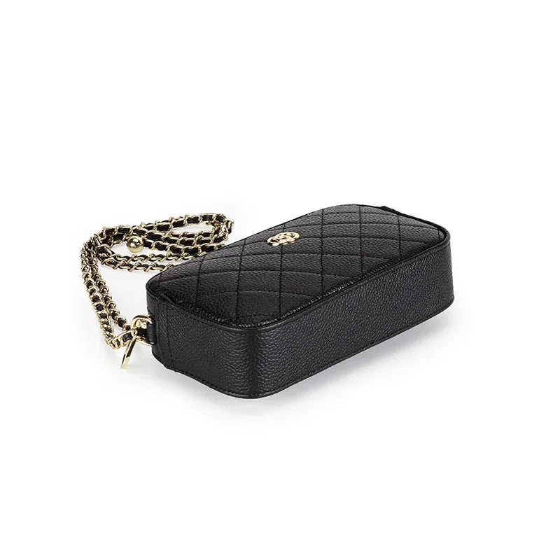 2024 New Leather Women's Messenger Fashion Summer Diamond Gold Ball Chain Shoulder Bag