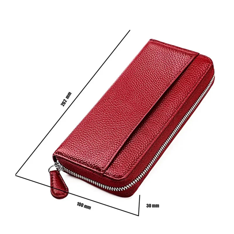 2024 New Long Men's And Women's Organ Card Holder Leather Casual Multi-Pocket Coin Purse RFID Wallet Clutch