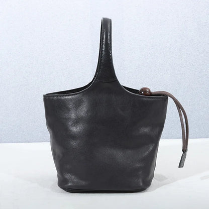 2024 New Luxury Luxury Cowhide Handbags Female Large Capacity Commuter Bucket Bag Minority Designer Purses Casual Bolsos Mujer