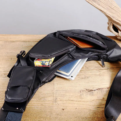 2024 New Men's Chest Bag Waterproof Nylon Men's Bag Trendy Casual Right Shoulder Single Shoulder Oblique Straddle Bag