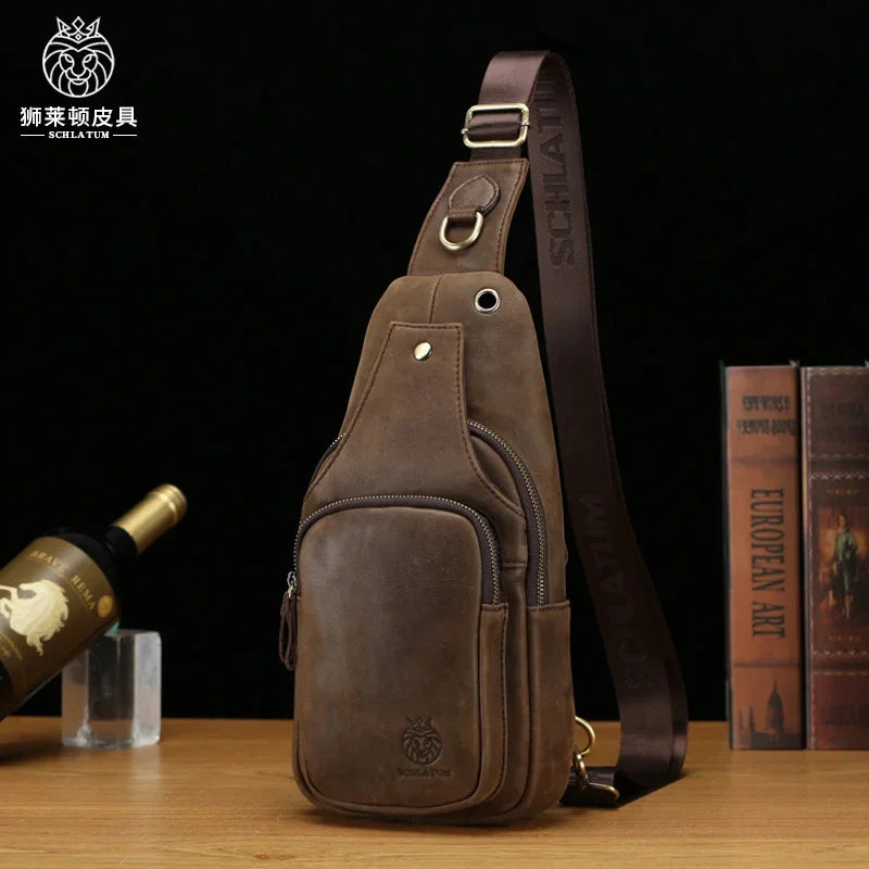 2024 New Men's Chest side for men Luxury cowhide sling Crossbody Multi functional Shoulder Bag Casual Handbag