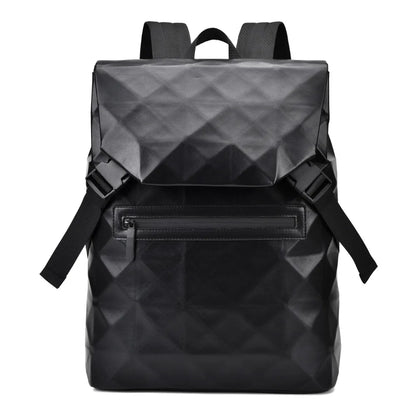 2024 New Men's Large Capacity PU Backpack Waterproof Scratch Resistant Diamond Grid Bag Schoolbag Business Laptop Bag