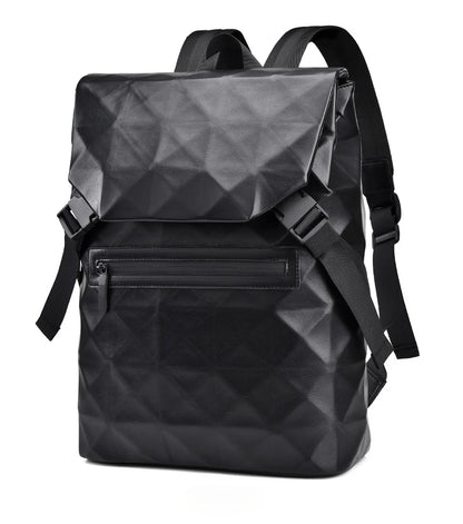 2024 New Men's Large Capacity PU Backpack Waterproof Scratch Resistant Diamond Grid Bag Schoolbag Business Laptop Bag