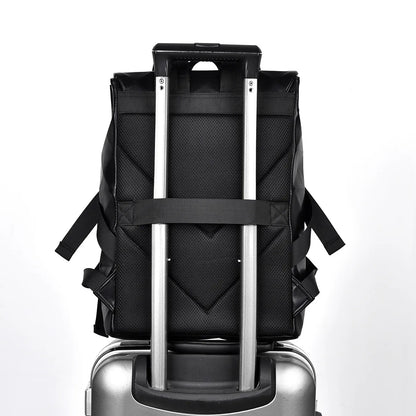 2024 New Men's Large Capacity PU Backpack Waterproof Scratch Resistant Diamond Grid Bag Schoolbag Business Laptop Bag