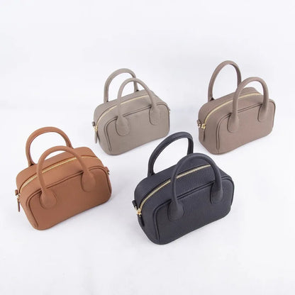 2024 New Mini Handbags Women All-match Minority Cowhide Lichee Pattern Zippers Shoulder Bags Female Commuter Elegant Purses