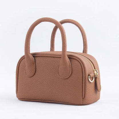 2024 New Mini Handbags Women All-match Minority Cowhide Lichee Pattern Zippers Shoulder Bags Female Commuter Elegant Purses