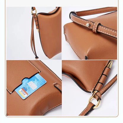 2024 New Mobile Phone European and American Retro Mini Shoulder Messenger Cow Leather Women's Bag