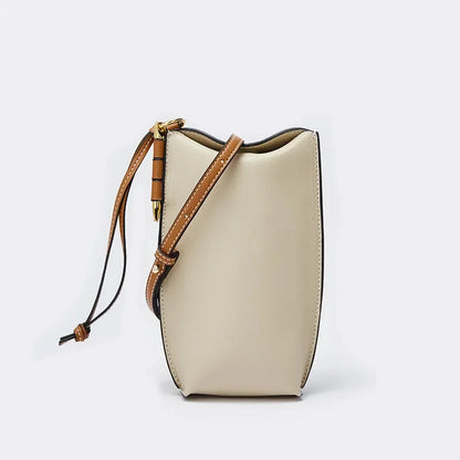 2024 New Mobile Phone European and American Retro Mini Shoulder Messenger Cow Leather Women's Bag