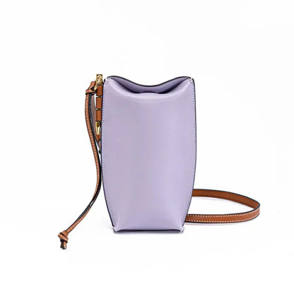2024 New Mobile Phone European and American Retro Mini Shoulder Messenger Cow Leather Women's Bag