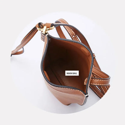 2024 New Mobile Phone European and American Retro Mini Shoulder Messenger Cow Leather Women's Bag