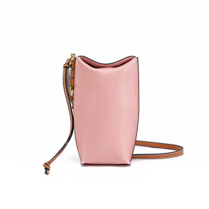 2024 New Mobile Phone European and American Retro Mini Shoulder Messenger Cow Leather Women's Bag