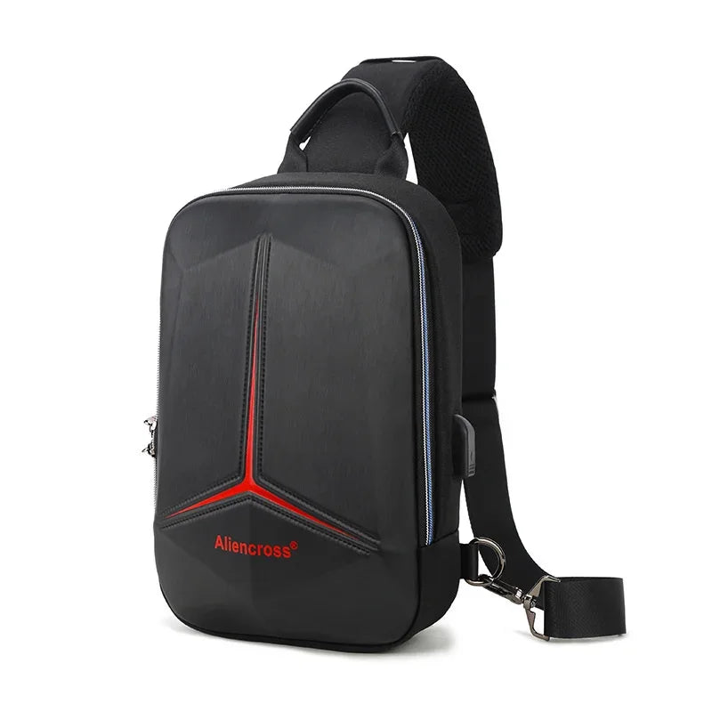 2024 New Polyhedron Men chest With USB charging Shoulder Bag husband Waterproof Password anti-theft crossbody bag Chest Pack