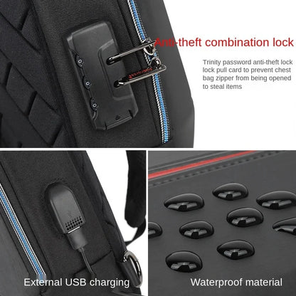 2024 New Polyhedron Men chest With USB charging Shoulder Bag husband Waterproof Password anti-theft crossbody bag Chest Pack