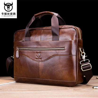 2024 New Real Leather vintage men's messenger bag/casual Business bag Fashion cowhide male commercial briefcase