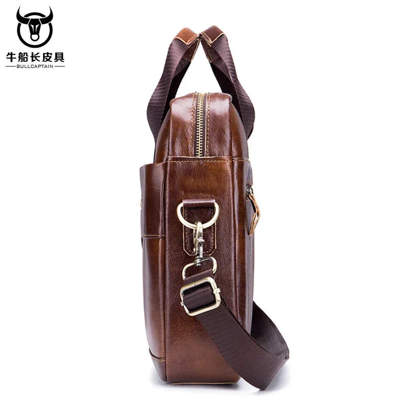 2024 New Real Leather vintage men's messenger bag/casual Business bag Fashion cowhide male commercial briefcase