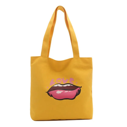 2024 New Red Lip Large Capacity Women's Shoulder Crossbody Bag Printed Canvas Student Bag Hand Bags for Women