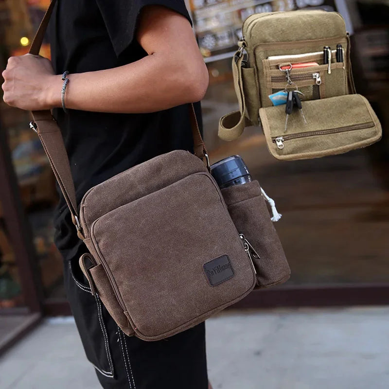 2024 New Retro Canvas Large-capacity Leisure Multi-functional Men's Shoulder Messenger Bag