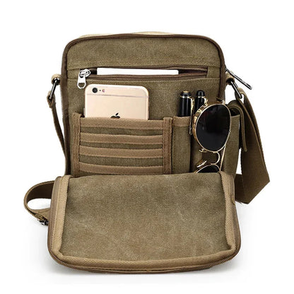2024 New Retro Canvas Large-capacity Leisure Multi-functional Men's Shoulder Messenger Bag
