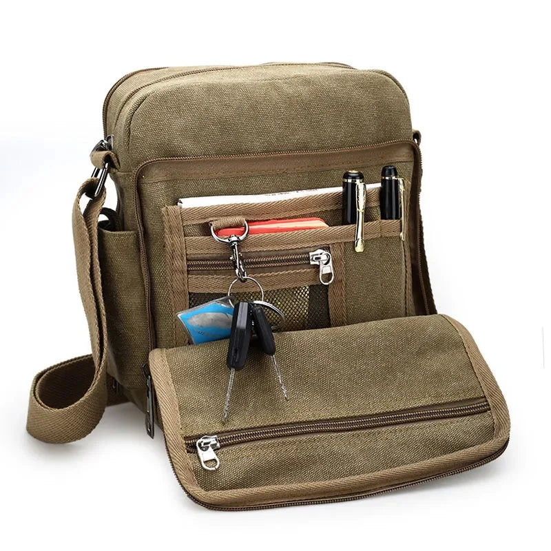 2024 New Retro Canvas Large-capacity Leisure Multi-functional Men's Shoulder Messenger Bag