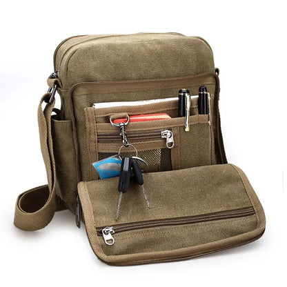 2024 New Retro Canvas Large-capacity Leisure Multi-functional Men's Shoulder Messenger Bag