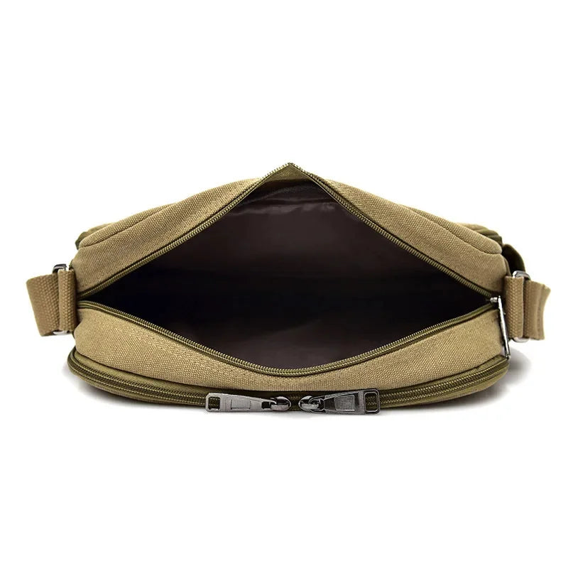 2024 New Retro Canvas Shoulder Men's Casual Korean Version of The Messenger Bag Multi-function Ipad