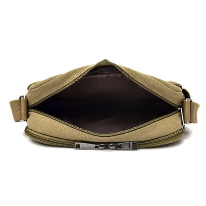 2024 New Retro Canvas Shoulder Men's Casual Korean Version of The Messenger Bag Multi-function Ipad