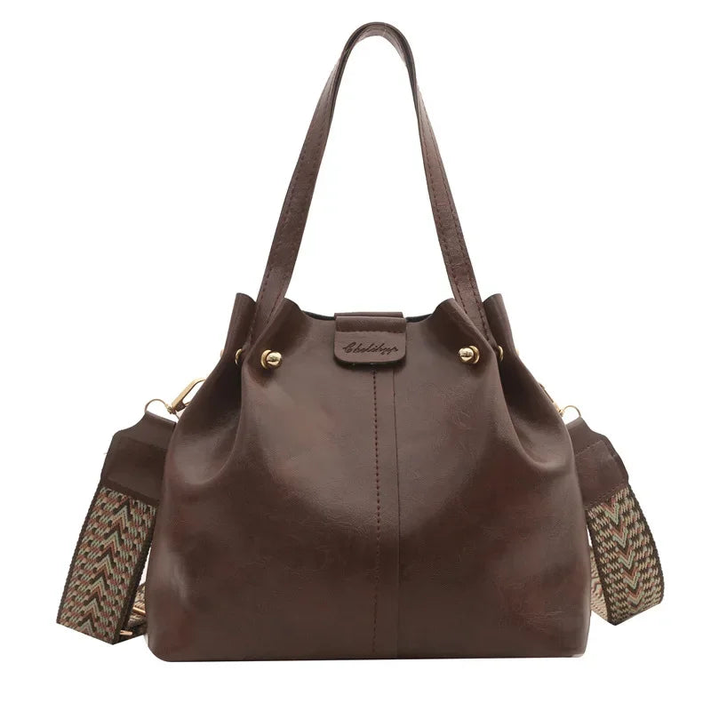 2024 New Retro Fashion Simple Bucket Bag Solid Color One Shoulder Messenger Bag Women Bag Designer Bags Luxury