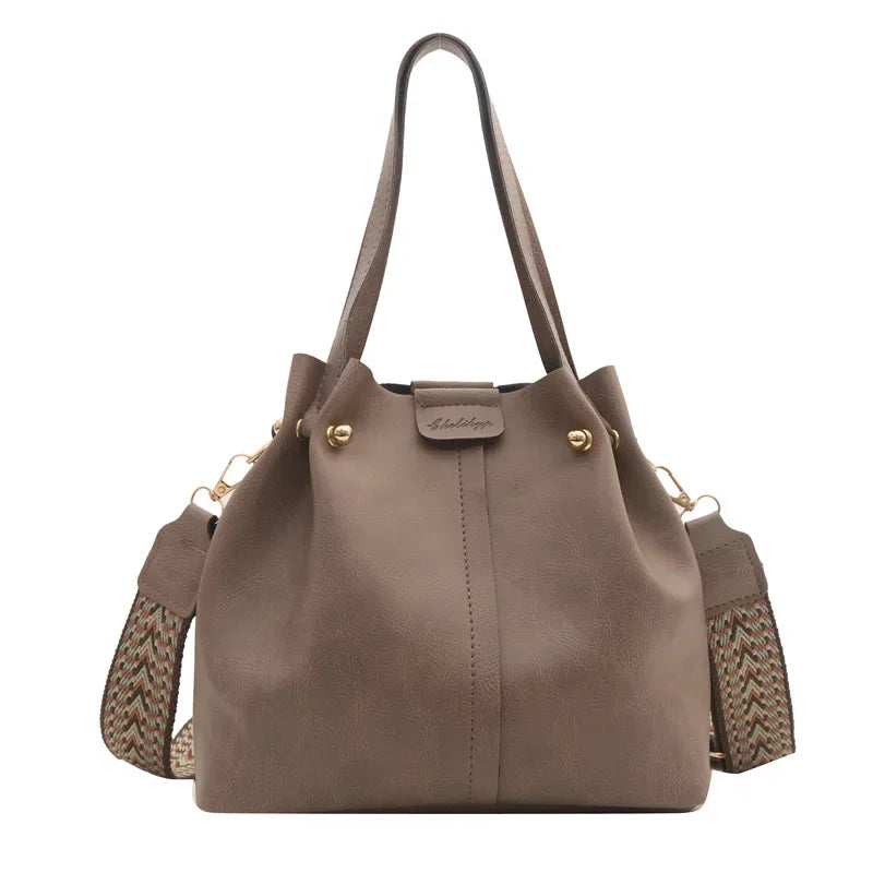 2024 New Retro Fashion Simple Bucket Bag Solid Color One Shoulder Messenger Bag Women Bag Designer Bags Luxury