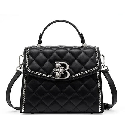 2024 New Rhombic Genuine Leather Small Square Luxury Women's Cowhide Handbag Shoulder Messenger Bag