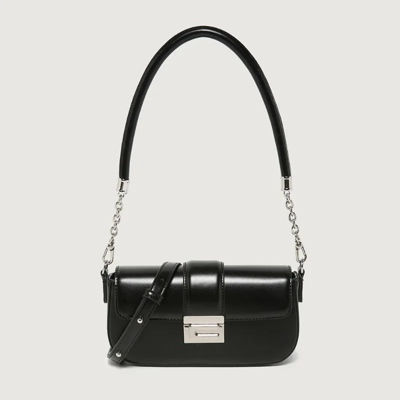 2024 New Simple Elegant Armpit Bag Solid All-match Commuter Chain Small Square Bags Minority Leather Texture Handbags Purses