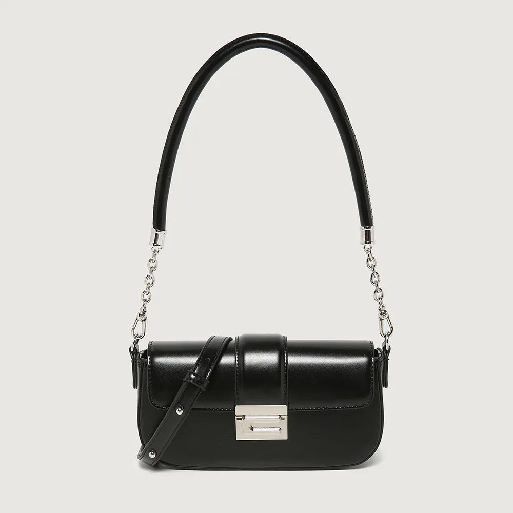 2024 New Simple Elegant Armpit Bag Solid All-match Commuter Chain Small Square Bags Minority Leather Texture Handbags Purses