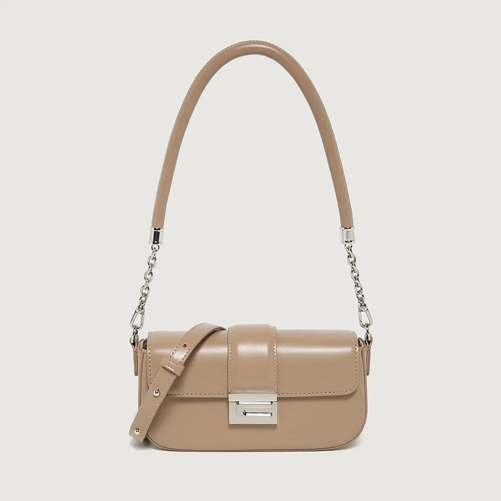 2024 New Simple Elegant Armpit Bag Solid All-match Commuter Chain Small Square Bags Minority Leather Texture Handbags Purses