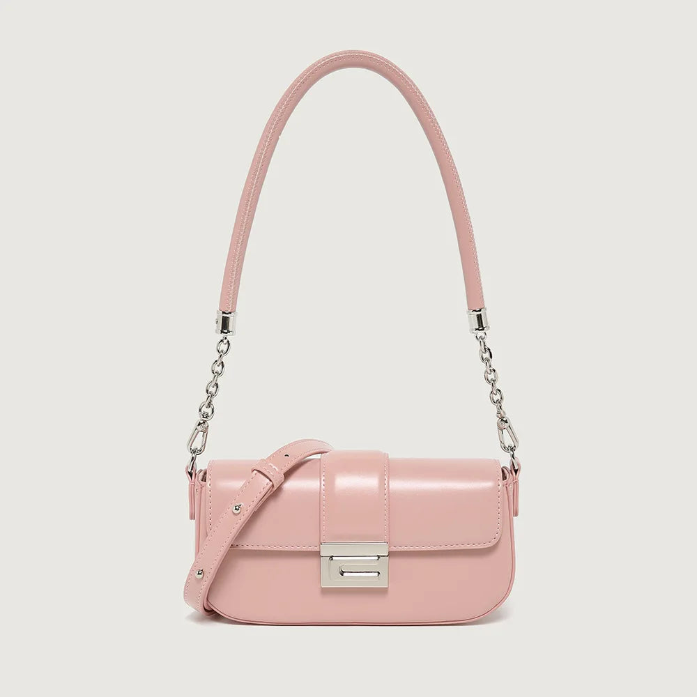 2024 New Simple Elegant Armpit Bag Solid All-match Commuter Chain Small Square Bags Minority Leather Texture Handbags Purses