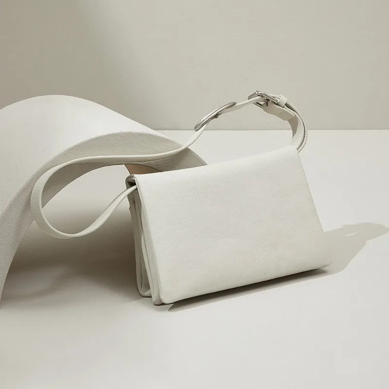 2024 New Simple Fashion Small Square Bag Korean Ins Style Elegant Commuter Geunine Leather Handbags Pure Color All-match Bolsas