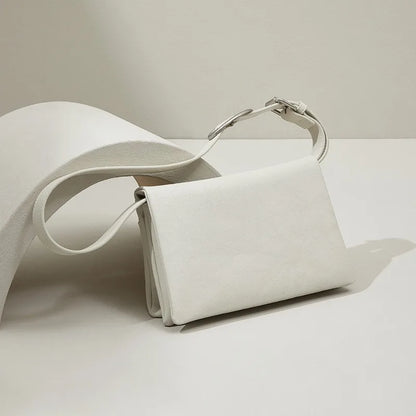 2024 New Simple Fashion Small Square Bag Korean Ins Style Elegant Commuter Geunine Leather Handbags Pure Color All-match Bolsas