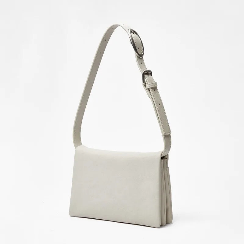 2024 New Simple Fashion Small Square Bag Korean Ins Style Elegant Commuter Geunine Leather Handbags Pure Color All-match Bolsas
